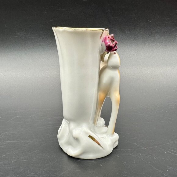 Vintage Baby Deer Vase Derpy Kitsch Japan Ceramic Rose Cottage Mid Century Mini - Picture 5 of 10